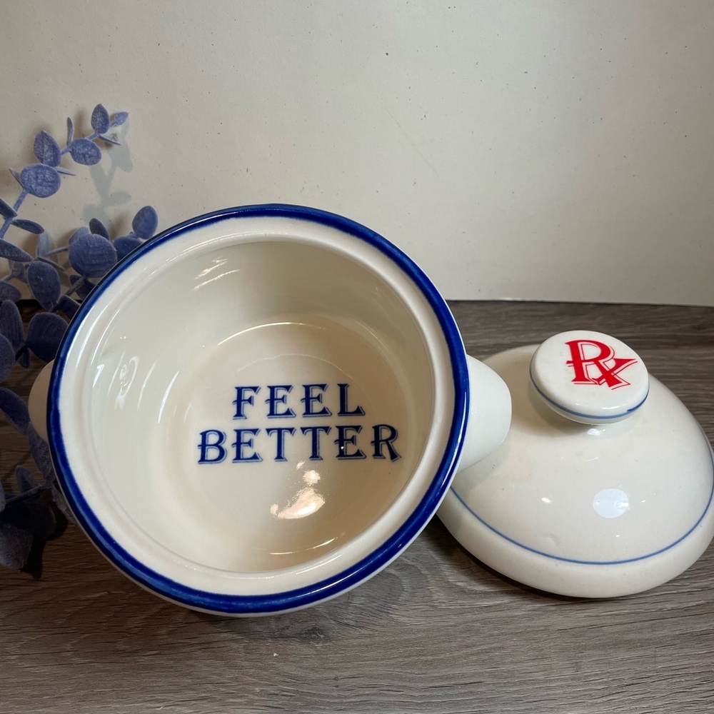 Rubicon Designs Ceramic Soup Bowl "Feel Better" w/ Lid "Rx"